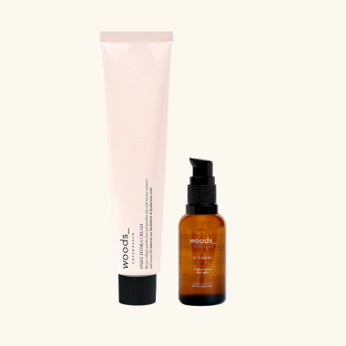 Zestaw Naturalne rozświetlenie - Sun drops & Daily hydra Cream Woods Copenhagen